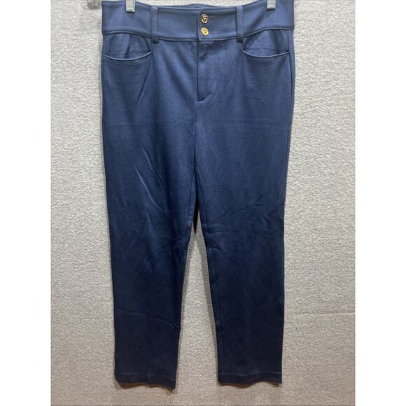 Lauren Ralph Lauren Petite Navy Blue Slim Leg Ankle Pants Zipper Pocket Size 6P - Picture 1 of 11
